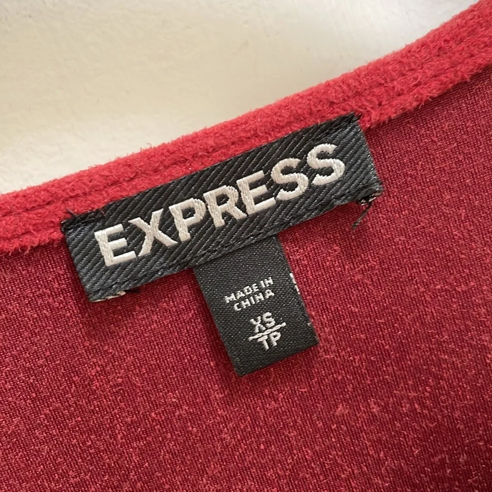 Express Rust Red Faux Suede Fringe Shift Dress - size XS